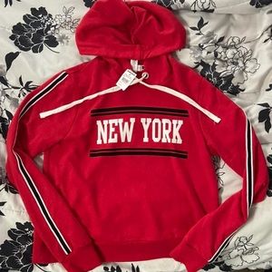 Red Tillys New York Cropped Hoodie Size S